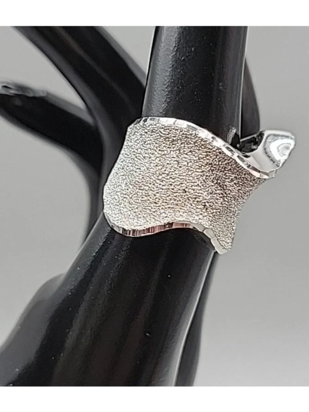 Vintage Sterling Silver Diamond Drizzle Cut Wave Ring Milor Italy Size 6.5 925 - Picture 9 of 16
